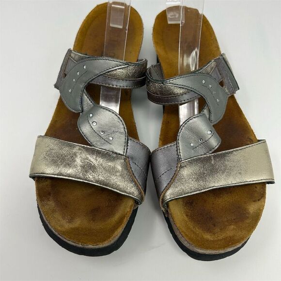 Naot Kimberly Silver and Gold Slip On Wedge Sandal Size 10** Casual Summer - Picture 5 of 11